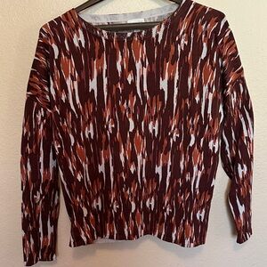 Garnet Hill Women's Long Sleeve Top - Rust and Cream Pattern